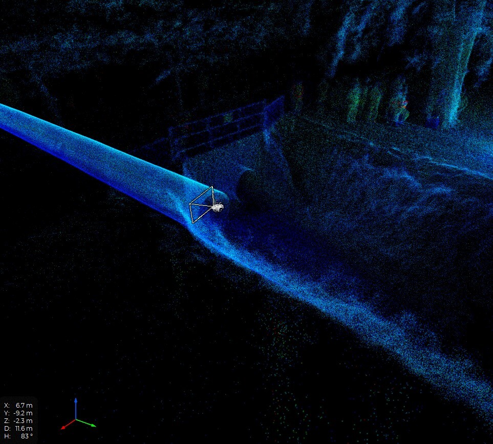 LiDAR-скан туннеля, полученный с помощью Elios 3