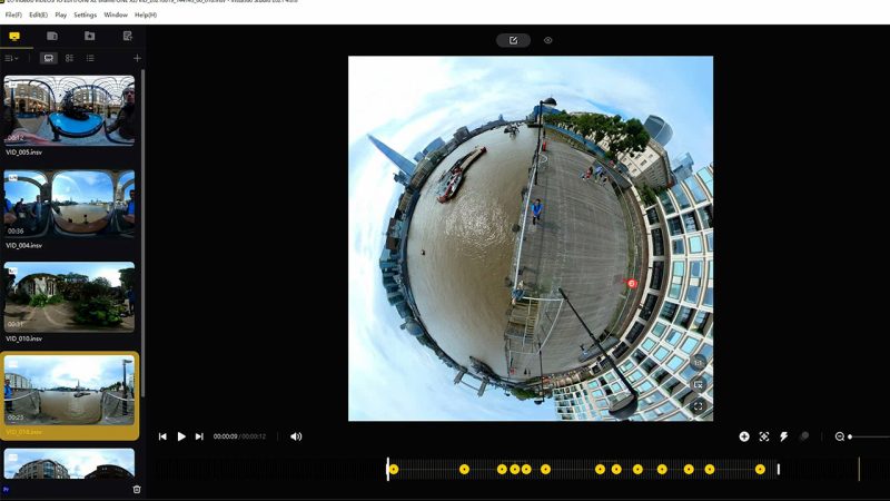 Интерфейс программы Insta360 Studio для редактирования 360-видео