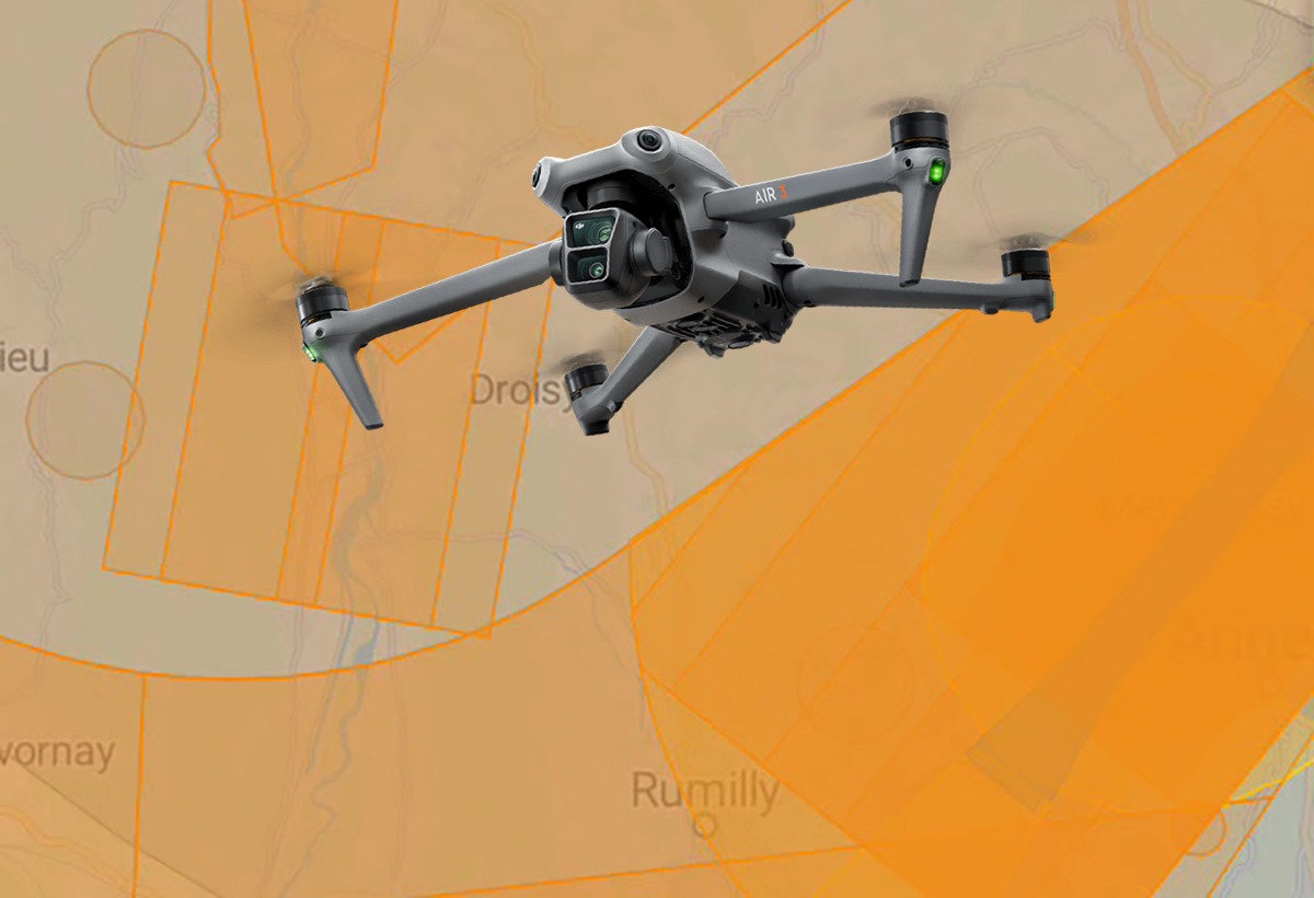 Карта с зонами в приложении DJI Fly